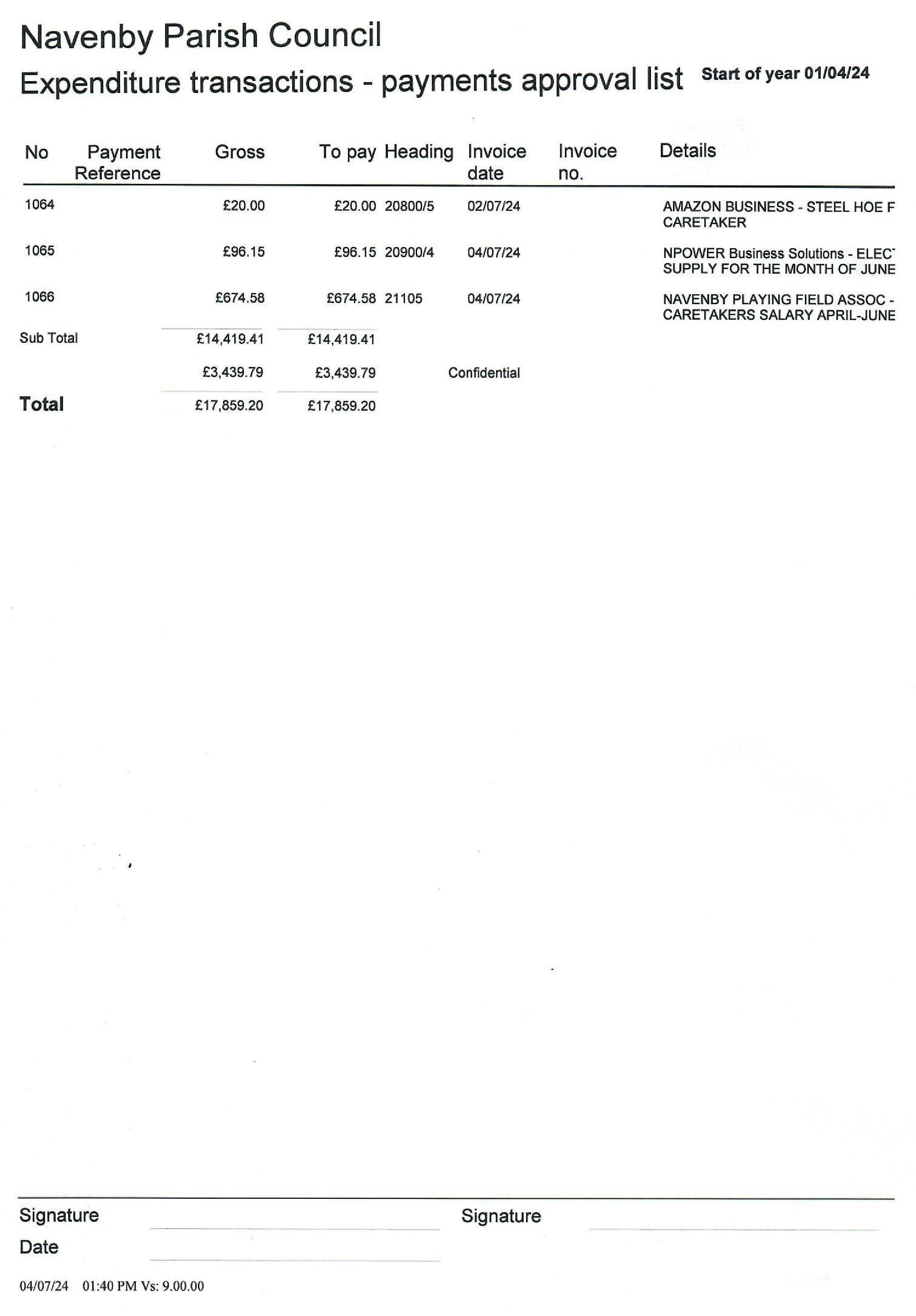 Expenditure approval july 2024 2